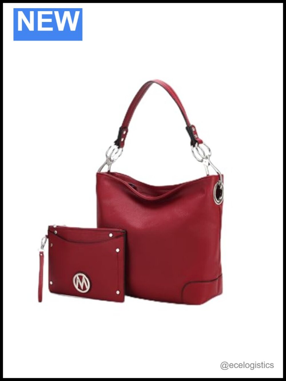 Vegan Leather Hobo Handbag Wristlet Top Handle Shoulder Bag